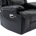 3 Seater Home Theater Recliner Manual Recliner Chair With A Led Light Strip Two Built In Cup Holders For Living Room,Bedroom, Black Black Foam Pu