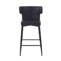 28Inch Counter Height Bar Stools Set Of 2, Modern Bar Upholstered Chairs With Pu Leather, Metal Footrest And Frame For Kitchen Island, Bar Table, Dining Room, Black Solid Kitchen Solid Back Set Of 2