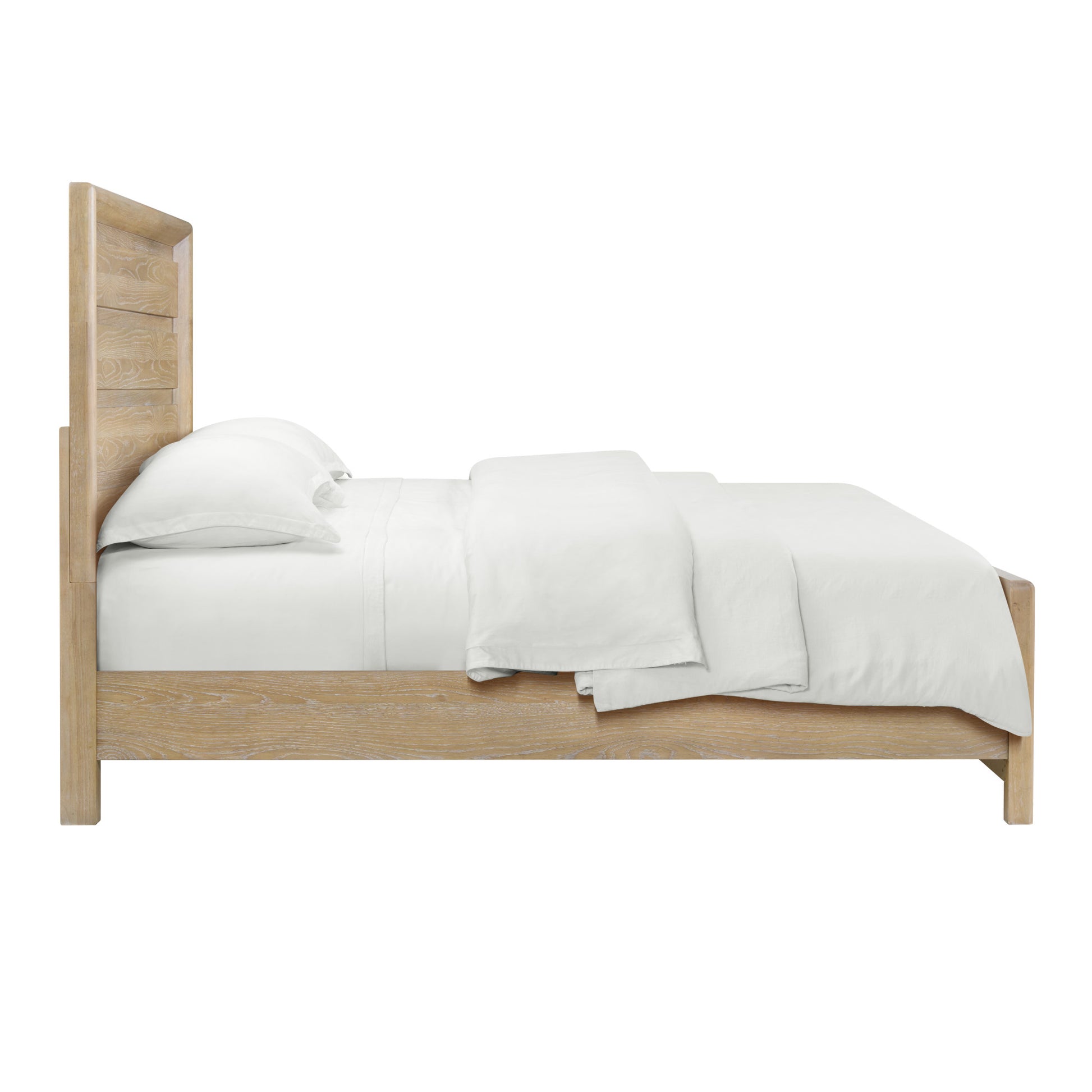 C Tan King Panel Bed King Tan Solid Wood