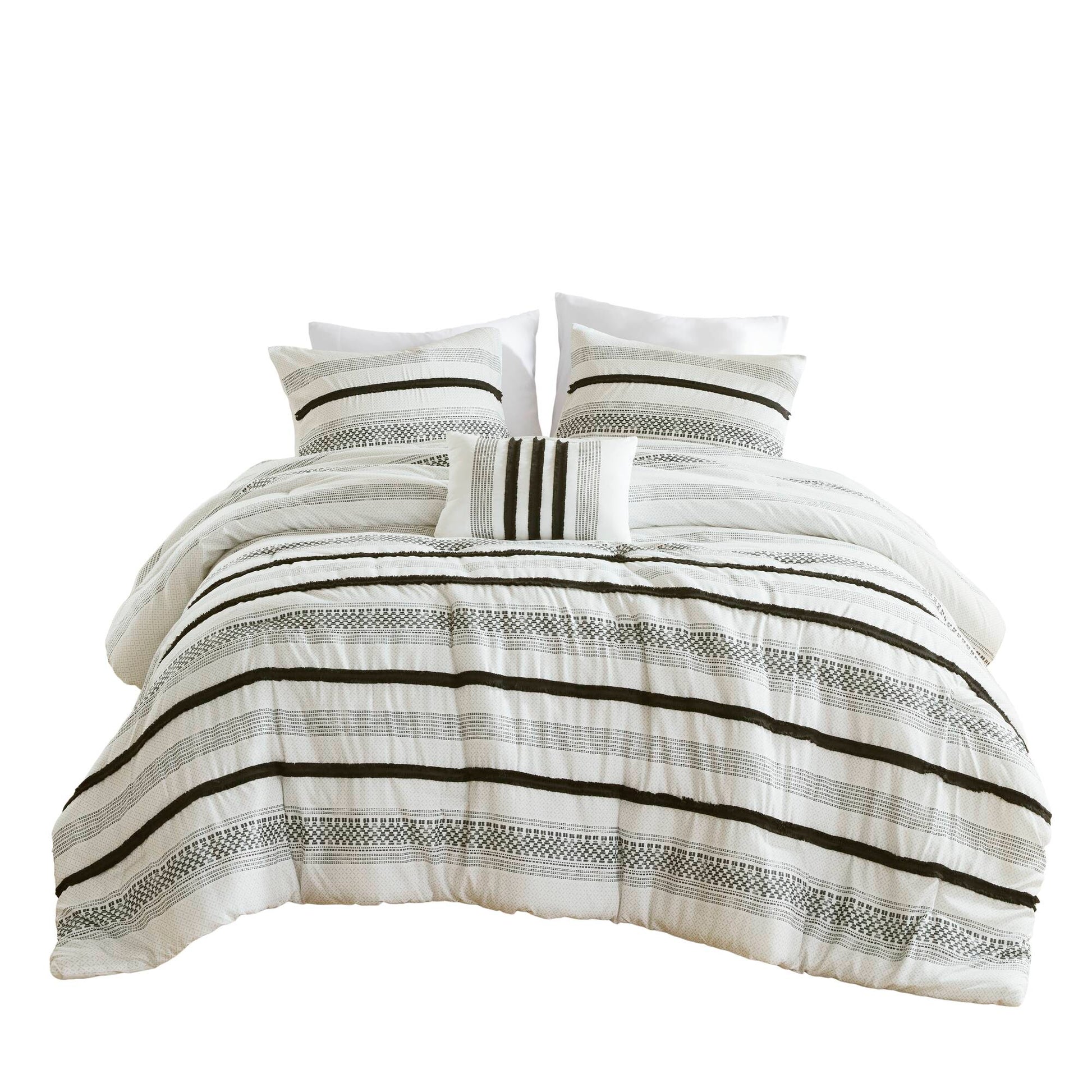 7 Piece Stripe Comforter And Quilt Set King Cal King Multicolor Polyester