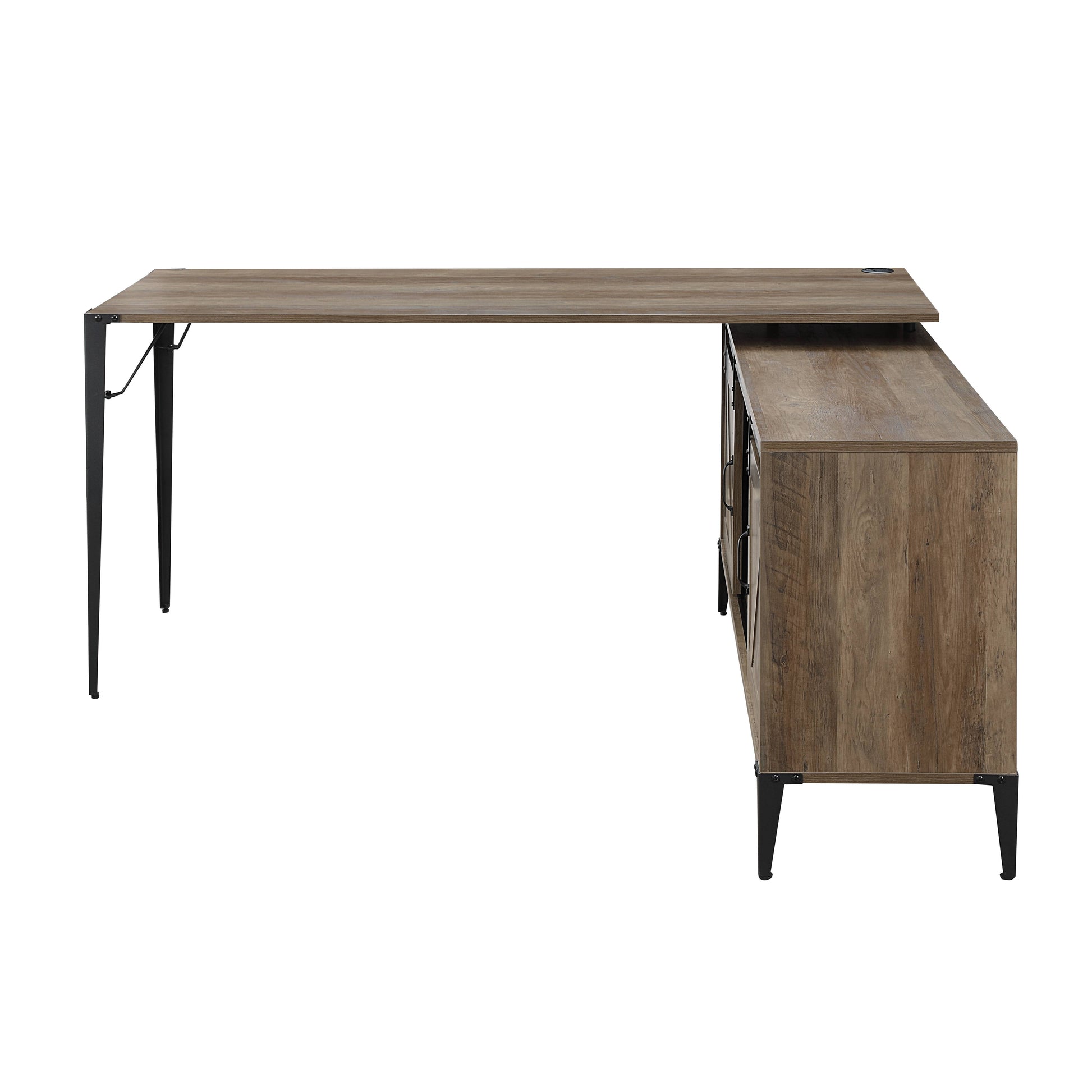 Zakwani Rustic Oak & Black Finish Writing Desk Black,Oak Metal,Synthetic Wood