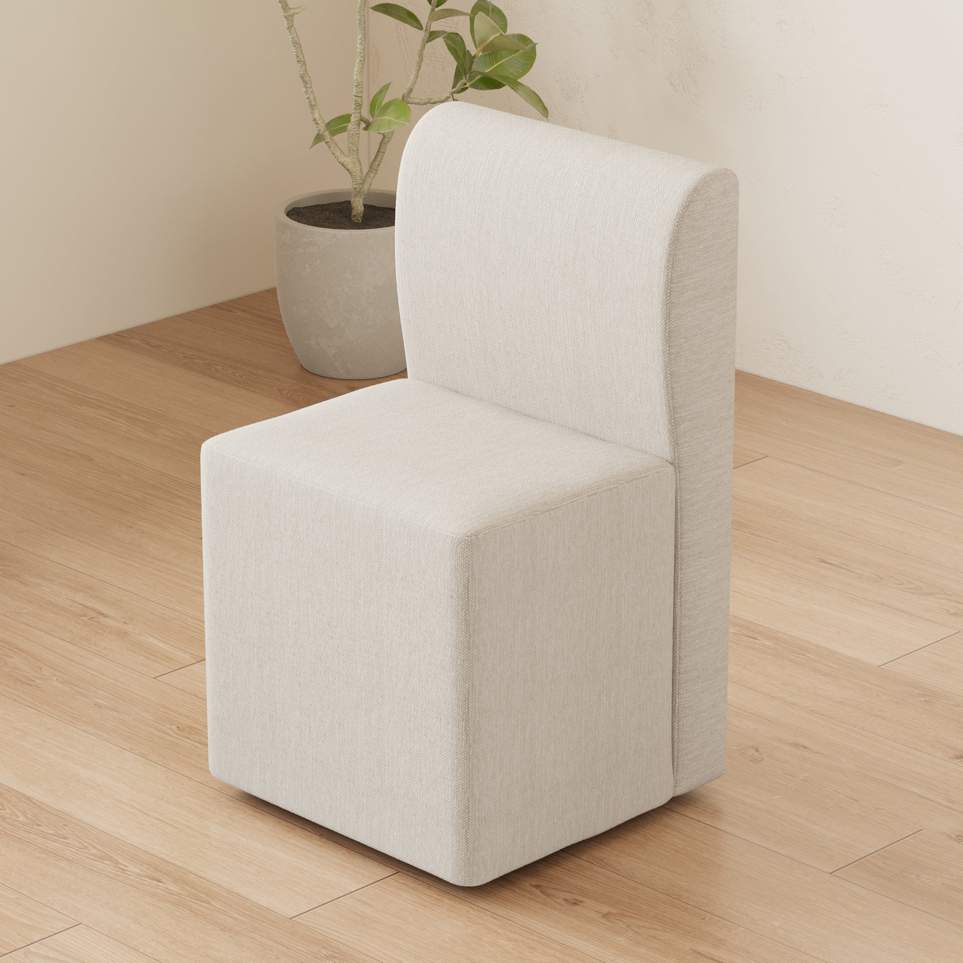 Two Piece Set Of Wheeled Dining Chairs, Modern Rolling Dining Chairs, Footstools With Wheels, Suitable For Bedrooms, Reading Rooms, Living Rooms, Beige Linen Chairs Beige Foam Linen