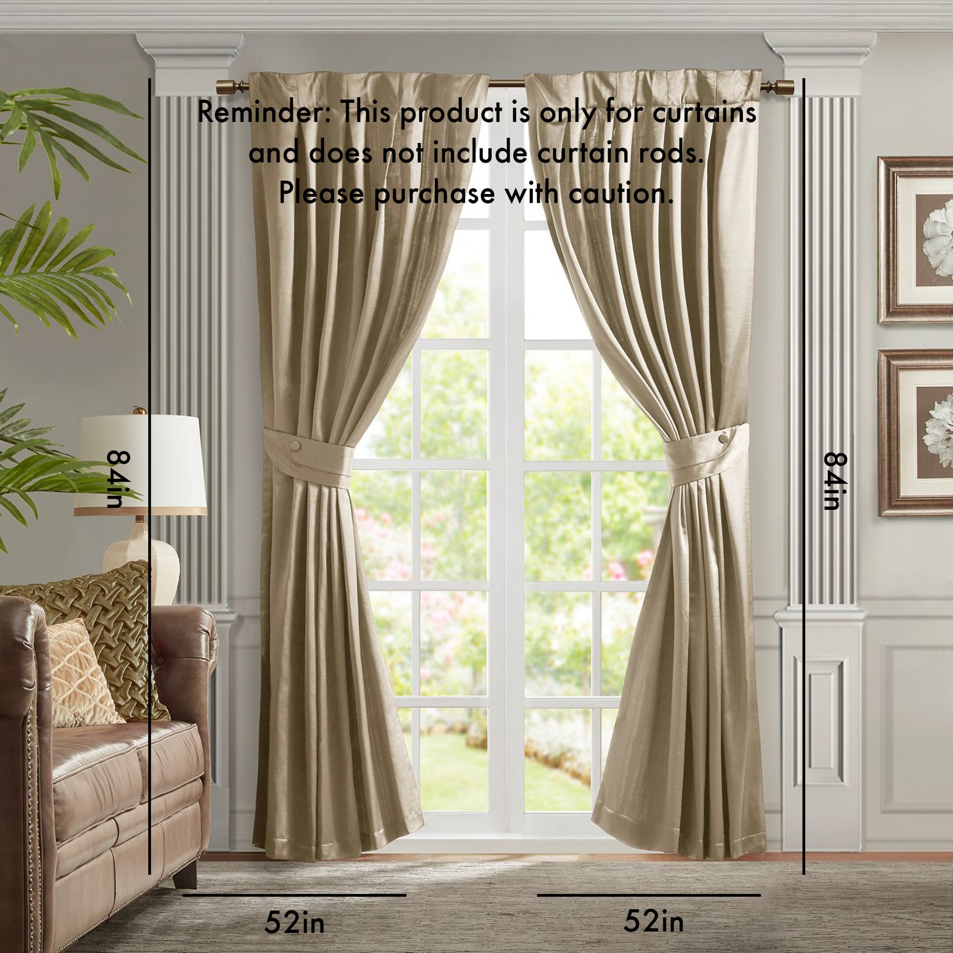 Pleat Curtain Panel With Tieback Only 1 Pc Panel Champagne Polyester