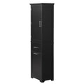 Tall Bathroom Storage Cabinet, Freestanding Storage Cabinet With Two Different Size Drawers And Adjustable Shelf, Mdf Board With Painted Finish, Black Black Mdf