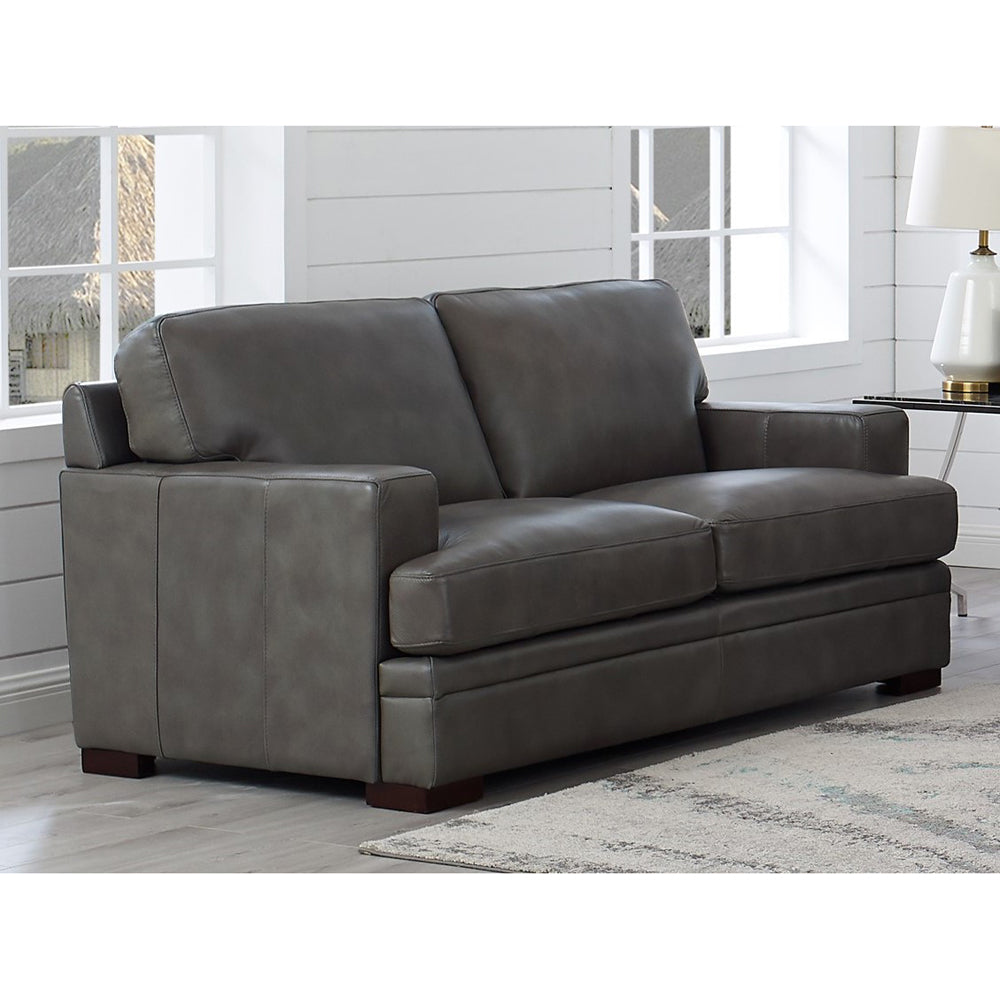 Georgia Leather Loveseat Light Gray Down Filling Genuine Leather