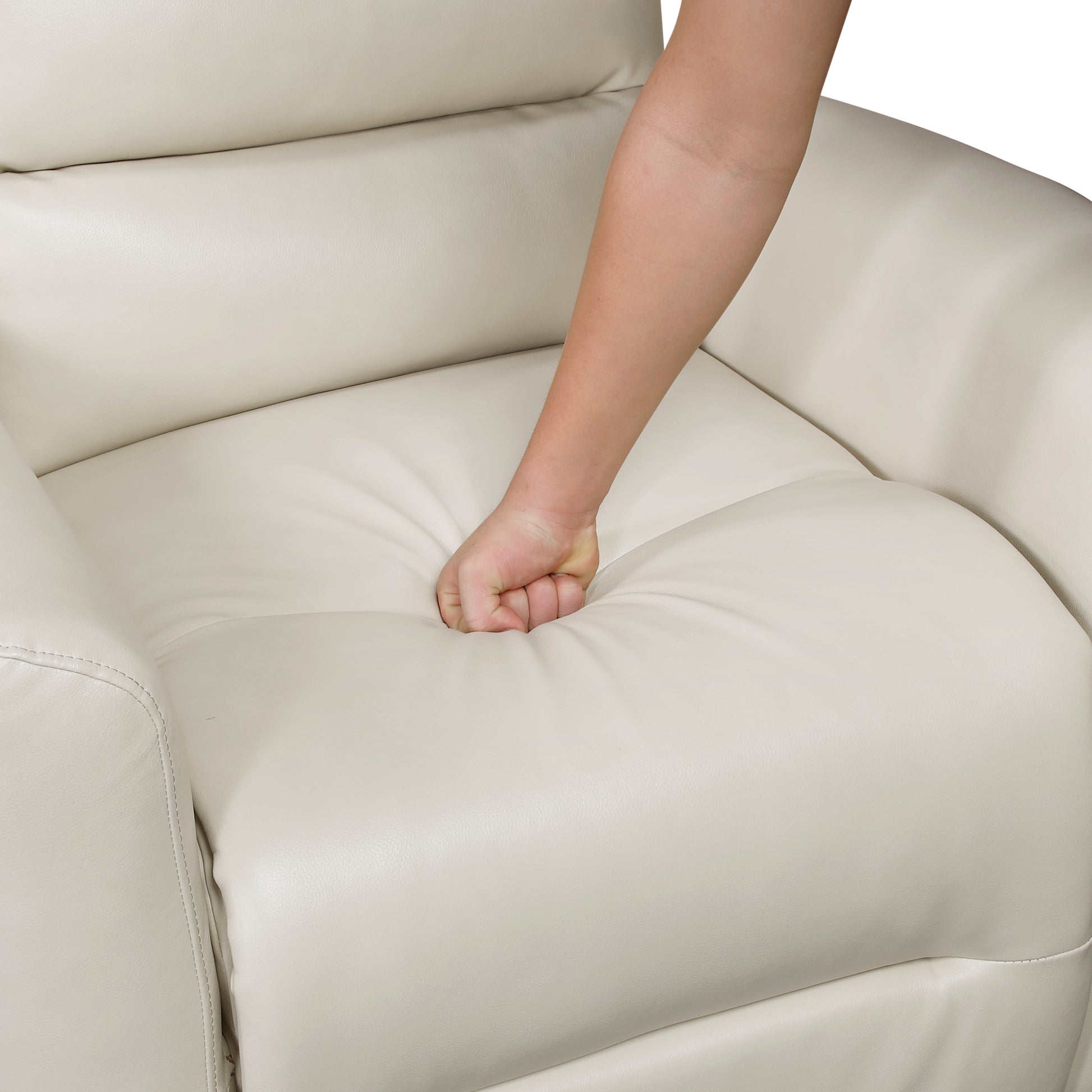 Glider Reclining Chair Swivel Motion Beigefaux Leather Upholstery Luxury Living Room Furniture, Movie Chair Beige Faux Leather Wood Primary Living Space Plywood,Solid Wood