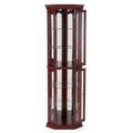 Corner Curio Cabinet With Lights, Adjustable Tempered Glass Shelves, Mirrored Back, Display Cabinet,Cherry E26 Light Bulb Not Included Cherry Mdf
