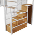 Full Size Metal Loft Bed With Wardrobe, Desk, Storage Shelves, White Expected Arrival Time: 10.3 Box Spring Not Required Full White Metal Mdf Metal