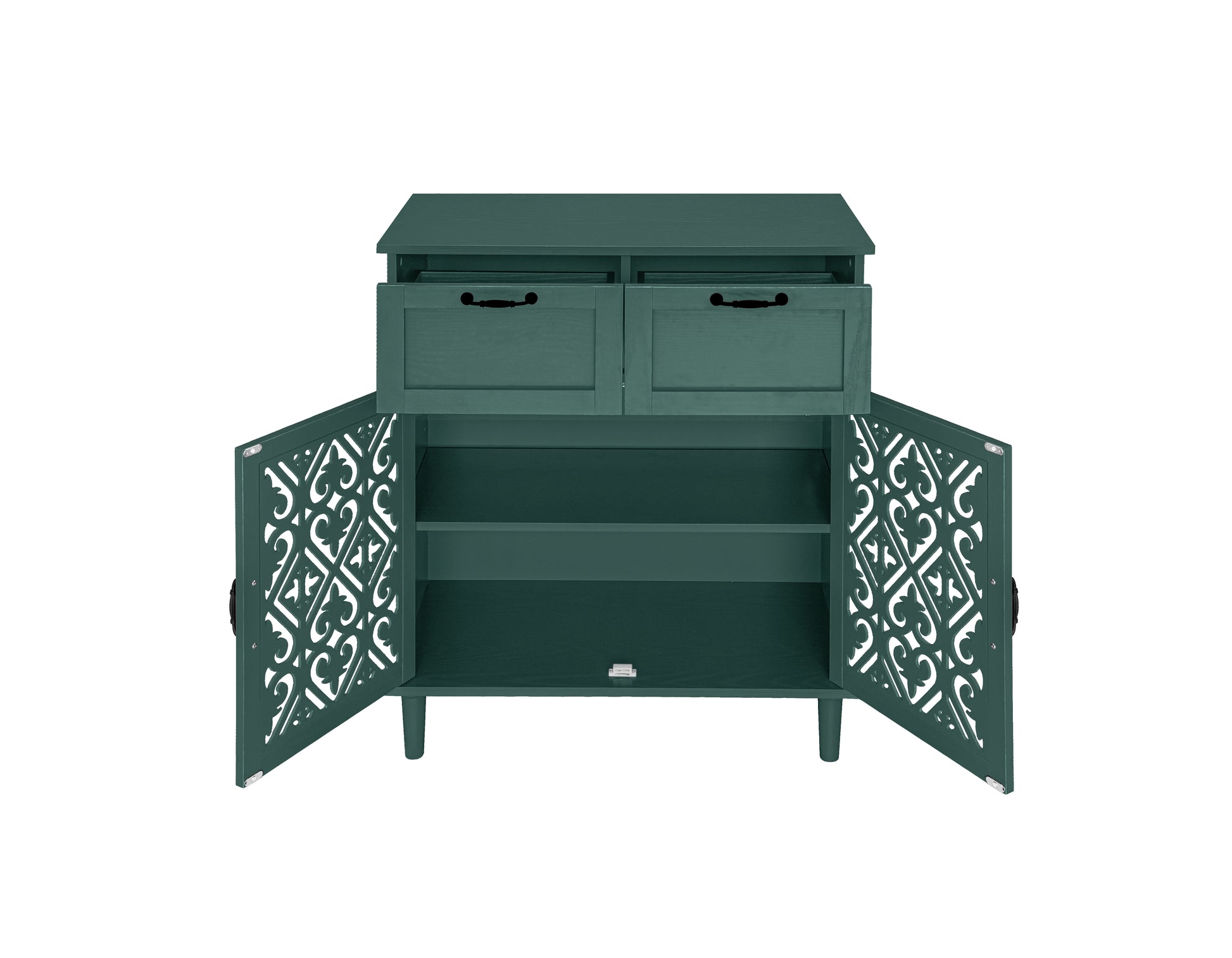 2 Door 2 Drawer Cabinet, American Furniture, Suitable For Bedroom, Living Room, Study Dark Green Mdf