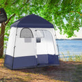 Outsunny Shower Tent, Pop Up Privacy Shelter For Camping, Dressing Changing Room, Portable Instant Outdoor Shower Tent Enclosure W 2 Rooms, Shower Bag, Floor And Carrying Bag, Blue Blue Taffeta