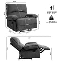 Oversized Manual Recliner Chair Sofa For Living Room Grey Velvet Manual Handle Metal Primary Living Space Soft Cushion Back Heavy Duty American Design,American Traditional,Classic Pillow Top Arms Foam Velvet