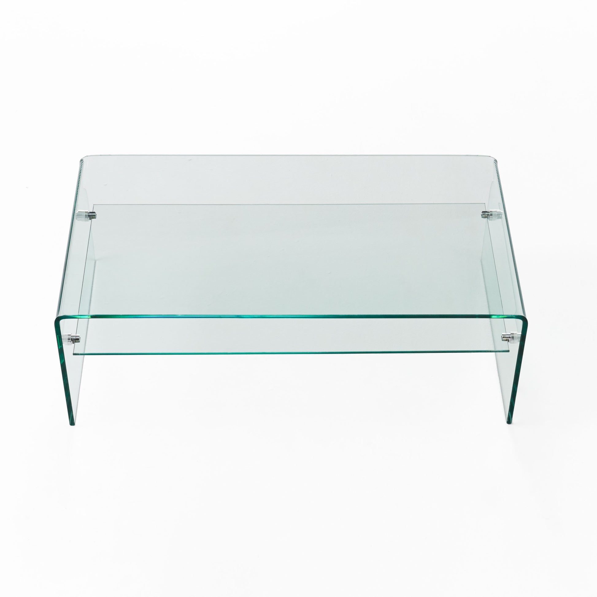 Coffee Table 12Mm Tempered Bent Glass ,8Mm Shelf Glass Clear Tempered Glass