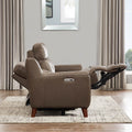 Torino Power Headrest Top Grain Leather Zero Gravity Reclining Sofa Brown Genuine Leather Wood Primary Living Space Medium Firm Tight Back Mid Century Modern Eucalyptus Pillow Top Arms Memory Foam Leather 3 Seat