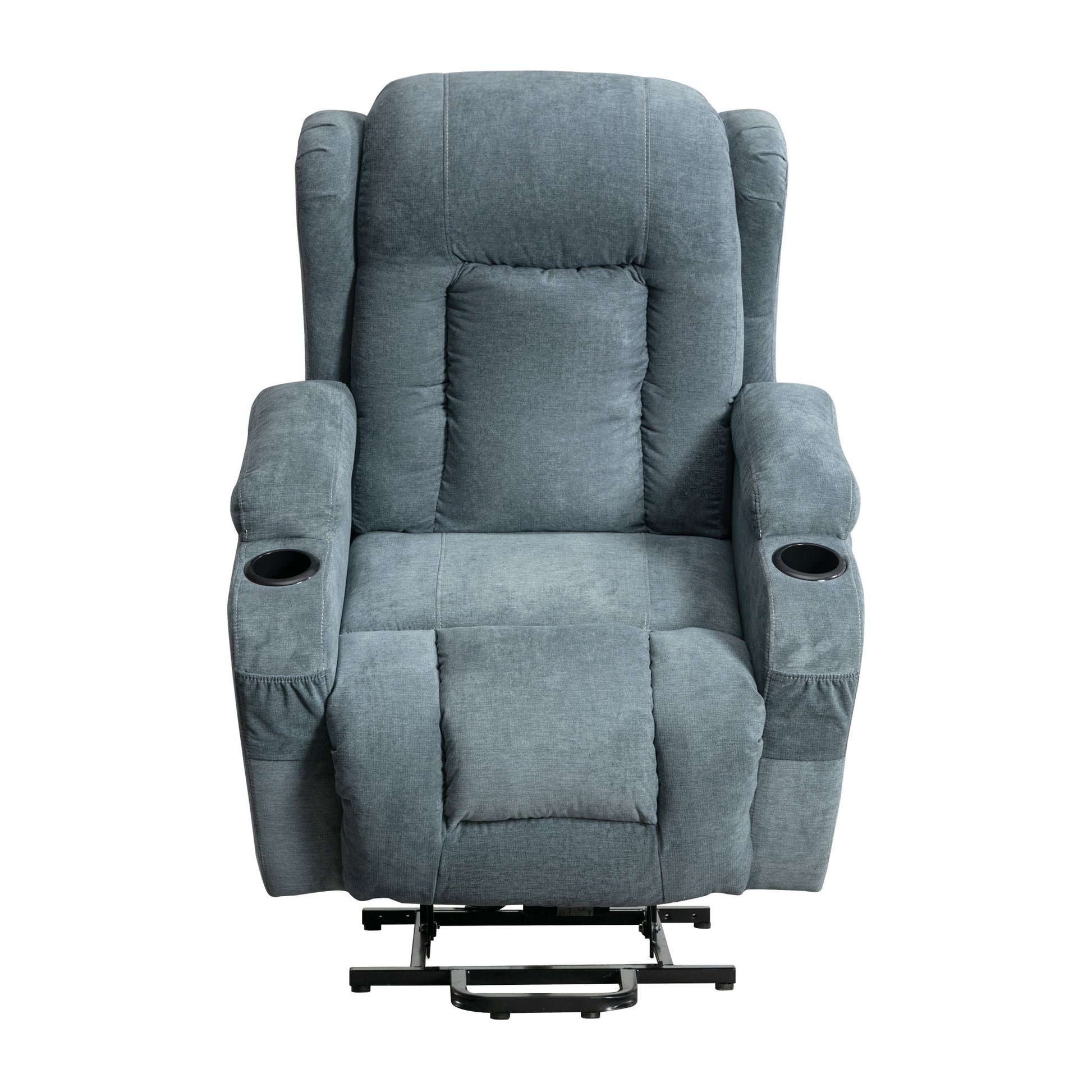 Power Lift Recliner Chair Recliners For Elderly With Heat And Massage Recliner Chair For Living Room With Infinite Position And Side Pocket,Usb Charge Port Blue Blue Power Push Button Soft Heavy Duty Cotton Wood Metal