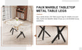 1 Table And 8 Chairs Set.A Rectangular Dining Table With A 0.39 Inch Imitation Marble Tabletop And Black Metal Legs.Paired With 8 Chairs With Pu Leather Seat Cushion And Black Metal Legs.F 1538,C 001 White Black Glass Metal