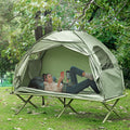 Outsunny Camping Tent Cot, Single Person Folding Cot Combo, Off Ground Tent, Covered Outdoor Bed With Carry Bag For Hiking, Camping Green Polyester
