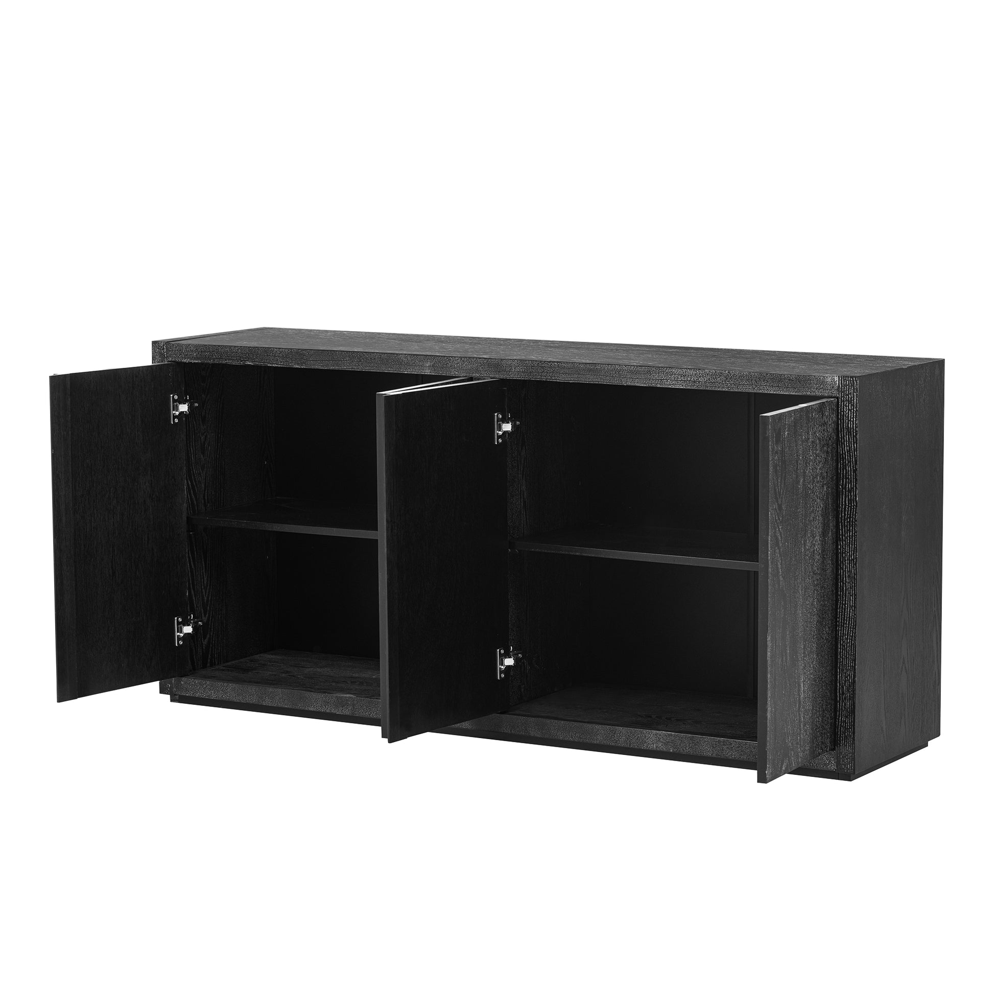 Distinctive Features Of A Four Door Cabinet Sideboard With Ash Veneer Suitable For Hallway, Entryway, Living Room Black Mdf