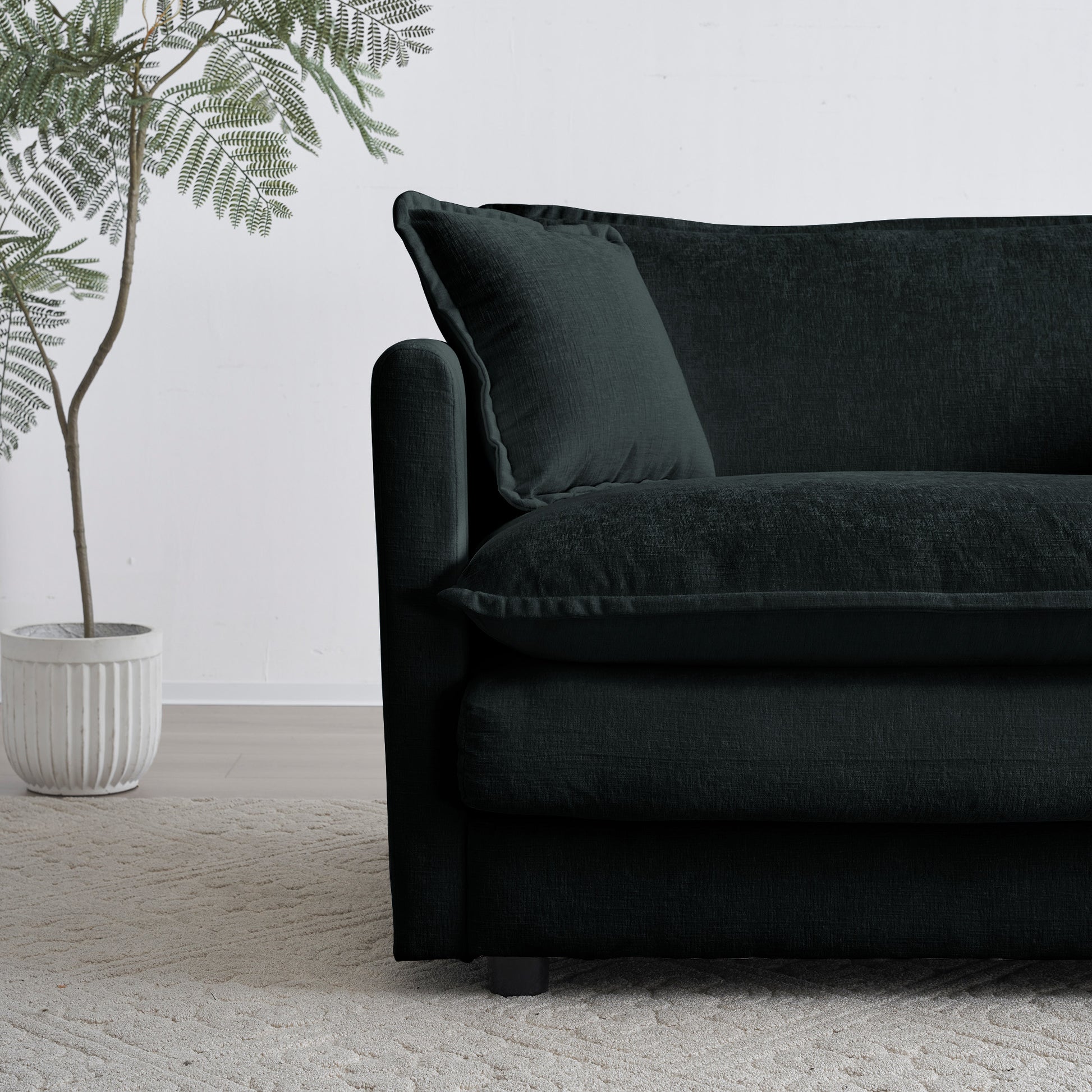 Free Combination Modular Sofa Free,4 Seater Sofa Comfy Chenille Fabric,Sectional Sofa Couch,Black Chenille Black Chenille 4 Seat