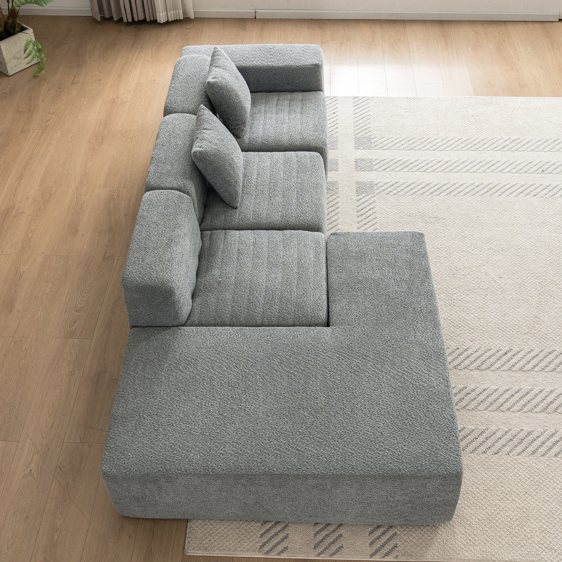 116.5" Sectional Sofa Full Compressed Sofa Couch Free Combined Sofa For Living Room, Grey Grey Foam Polyester 4 Seat