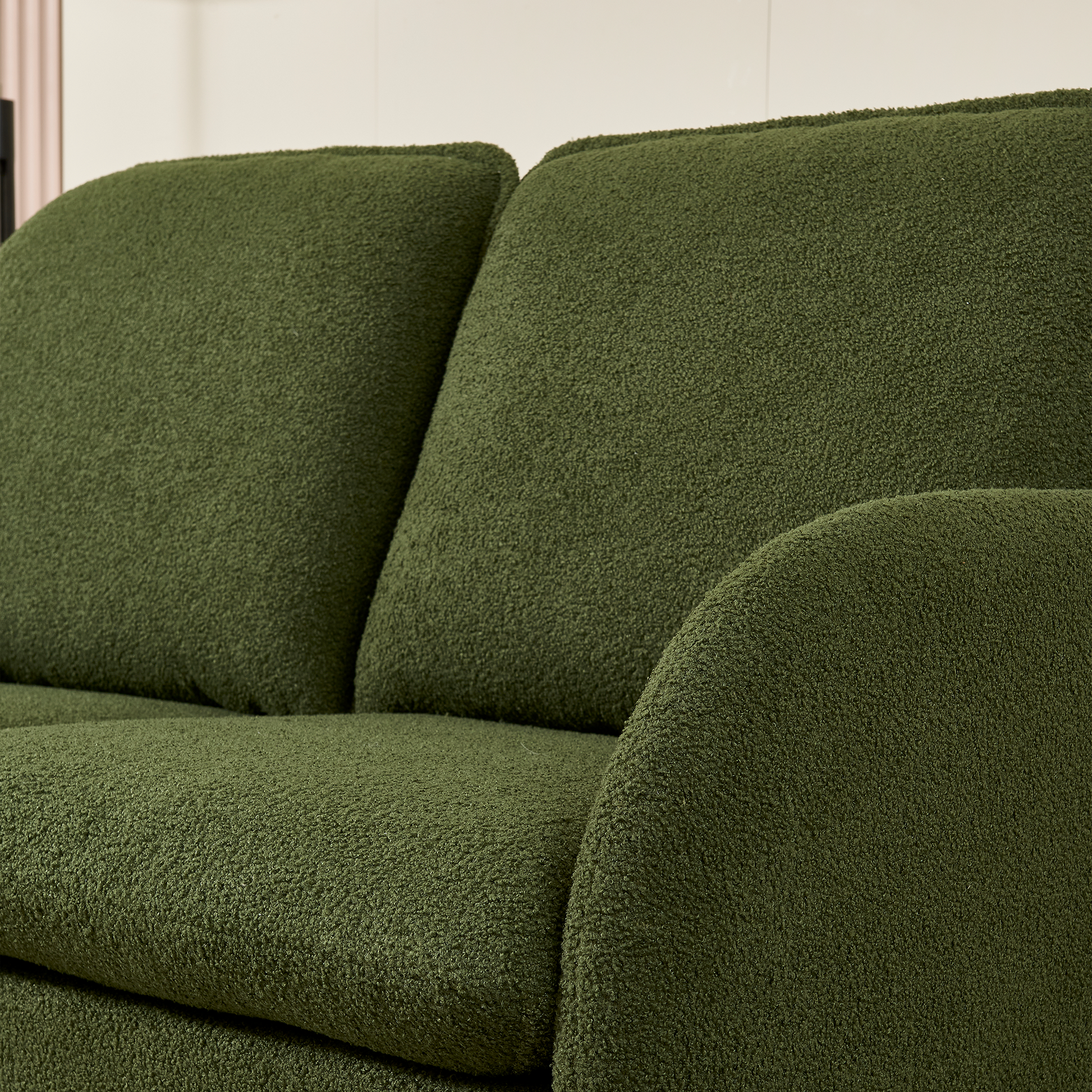 59" Loveseat Sofa Small Couch For Living Room, Sherpa Fabric Upholstered Loveseat Sofa Couch, Small Loveseat Sofa For Apartment, Bedroom Green Foam Sherpa 2 Seat