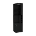 Delhi Corner Bar Cabinet, Eight Built In Wine Rack, Glass Rack, Double Door Cabinet Black Melamine Particle Board