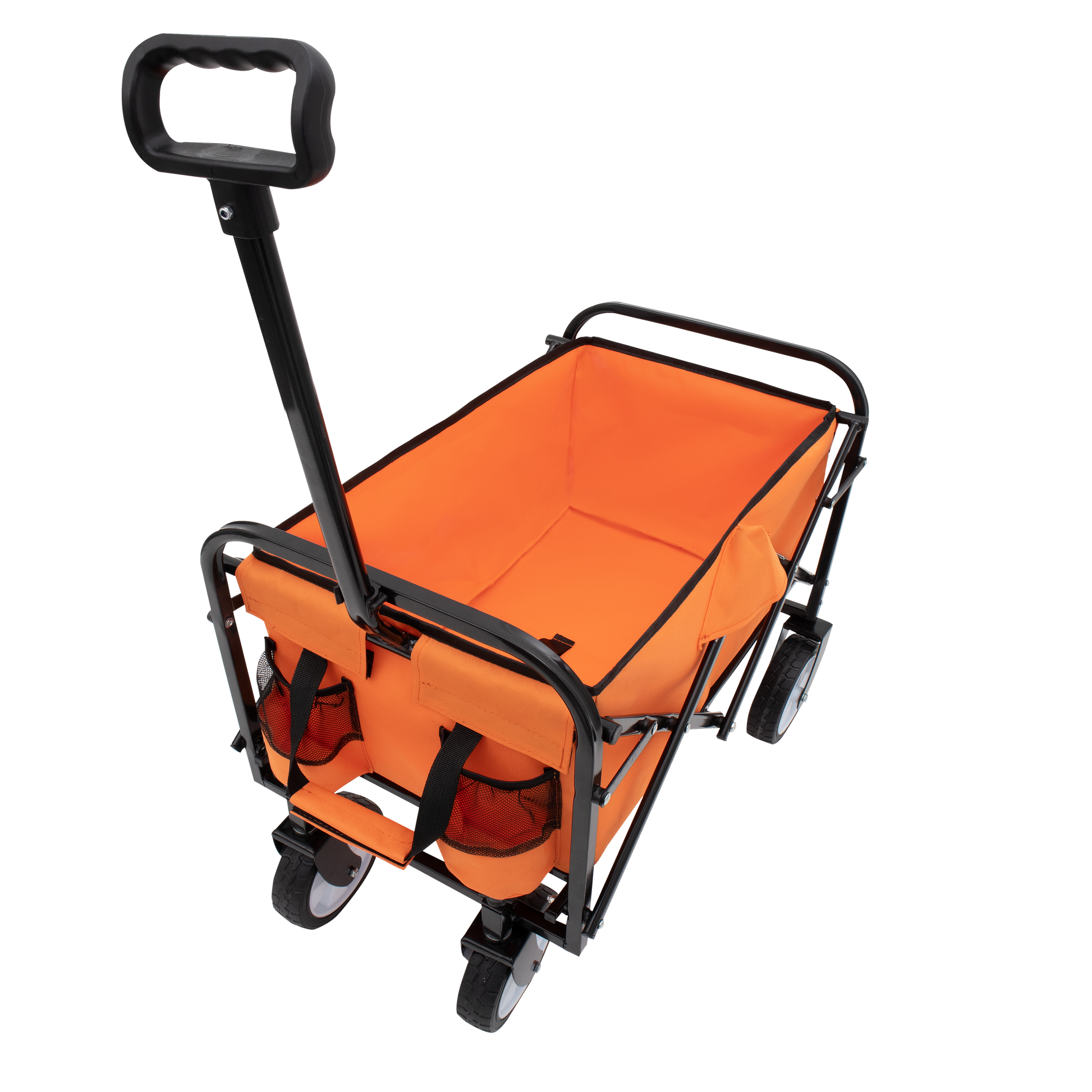 Minimeetall Strap Collapsible Foldable Wagon Cart Beach Wagon Heavy Duty Utility Cart Utility Wagon Grocery Cart For For Camping Shopping Sports Gardeing Fishing Supports 225Lbs Orange Orange Steel