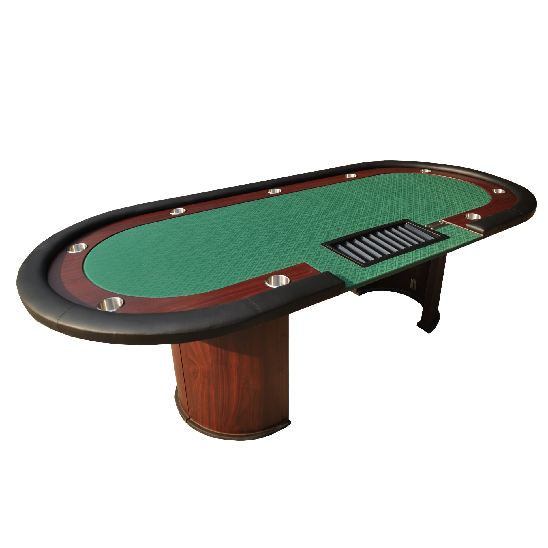 96" Poker Table Model 16367 Green With U Shape Legs, Drox Box, Chips Tray Green Primary Living Space Modern Wood