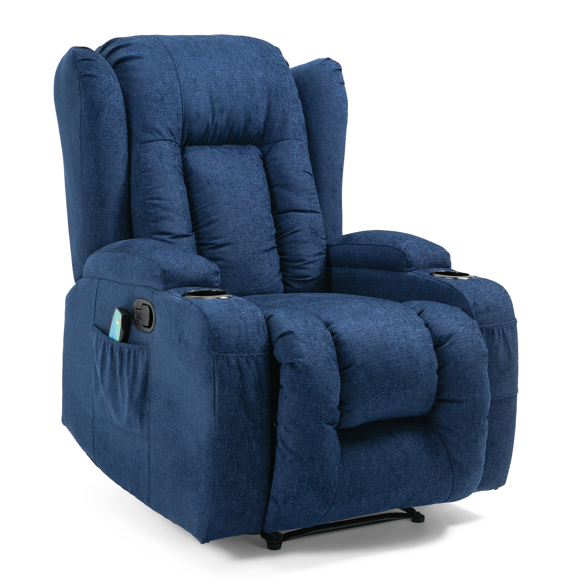 Massage Recliner Navy Blue Fabric