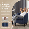 Coolmore Living Room Accent Barrel Chair, Century Modern Style Decorative Chair, Armchair For Living Room With Thick Cushions And Pillows, Comfy Single Sofa Chair, Chair With Wooden Legs,Blue Blue Corduroy