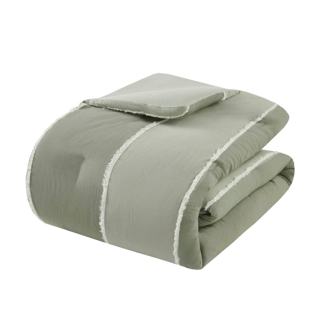 3 Piece Striped Cotton Comforter Set Sage Full Queen Sage Cotton