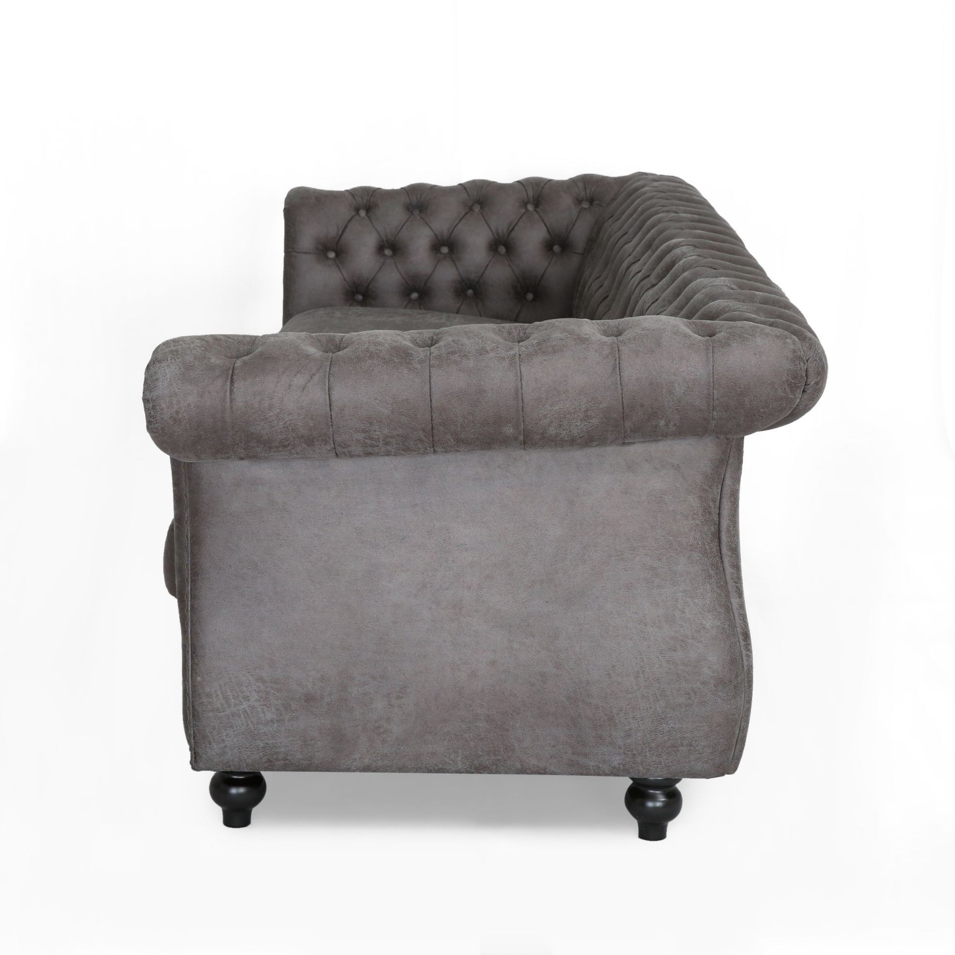 Stylish Slate Suede 3 Seater Sofa With Rolled Arms Modern, Elegant, And Comfortable Couch, Perfect For Relaxing Evenings, Ideal For Contemporary Home Decor, Durable Upholstery, And Luxurious Design Slate Suede Wood Primary Living Space Cushion Back