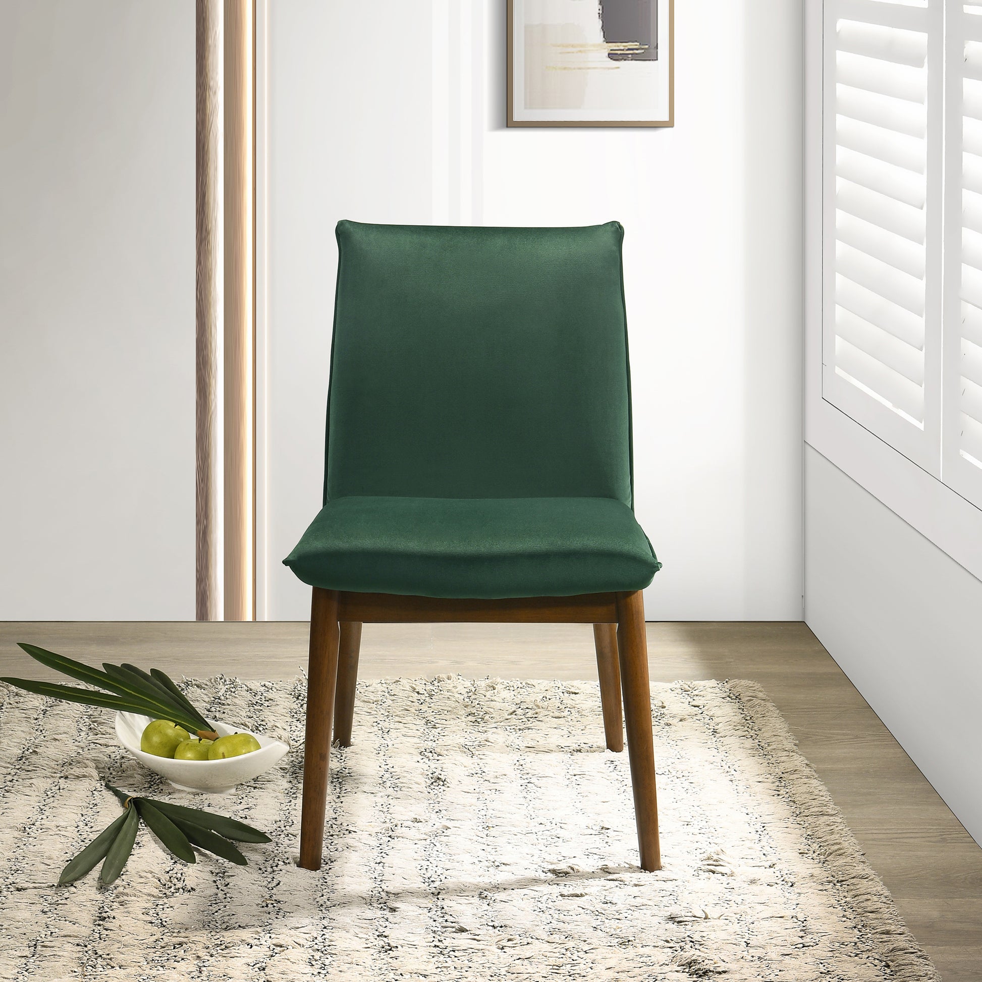 Monza Dark Green Velvet Dining Chair Set Of 2 Solid Dark Green,Green Brown Foam Wipe Clean Dining Chairs Foam Solid Wood,Velvet