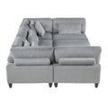 6Pc Modular Sectional Set Gray Corduroy Upholstery 3X Armless Chairs 2X Corner Seats 1X Ottoman Pillows Living Room Furniture Gray Corduroy Wood Primary Living Space Contemporary,Modern Modular