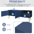 Modern Shoe Storage Bench With Hidden Storage And Upholstered Cushions For Bedside, Living Room And Entryway Navy Navy Mdf Metal