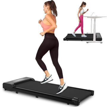 Under Desk Treadmill, Walking Pad, Portable Treadmill With Remote Control Led Display, Walking Jogging Machine For Home Office Use 265 Lbs Black Abs Rubber Steel Q235