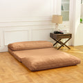 Large Folding Matress Sofa Bean Bag Bed, Foam Filling Folding Matress Sofa, Includes Removable And Machine Washable Cover, Soft Premium Faux Fur Brown Soft Casual,Modern Foam Velvet