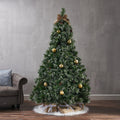 7' Cashmere And Snow Bristle Mixed Tree With 75Pine Cones And 900 Led Lights Ul,1233Tips,Dia.:59 Green Pvc