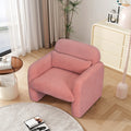 Stylish And Minimalist Teddy Fleece Single Sofa Chair With Arms And Pillow, Armchair, Accent Chair For Living Room, Bedroom, Study,Pink Pink Teddy