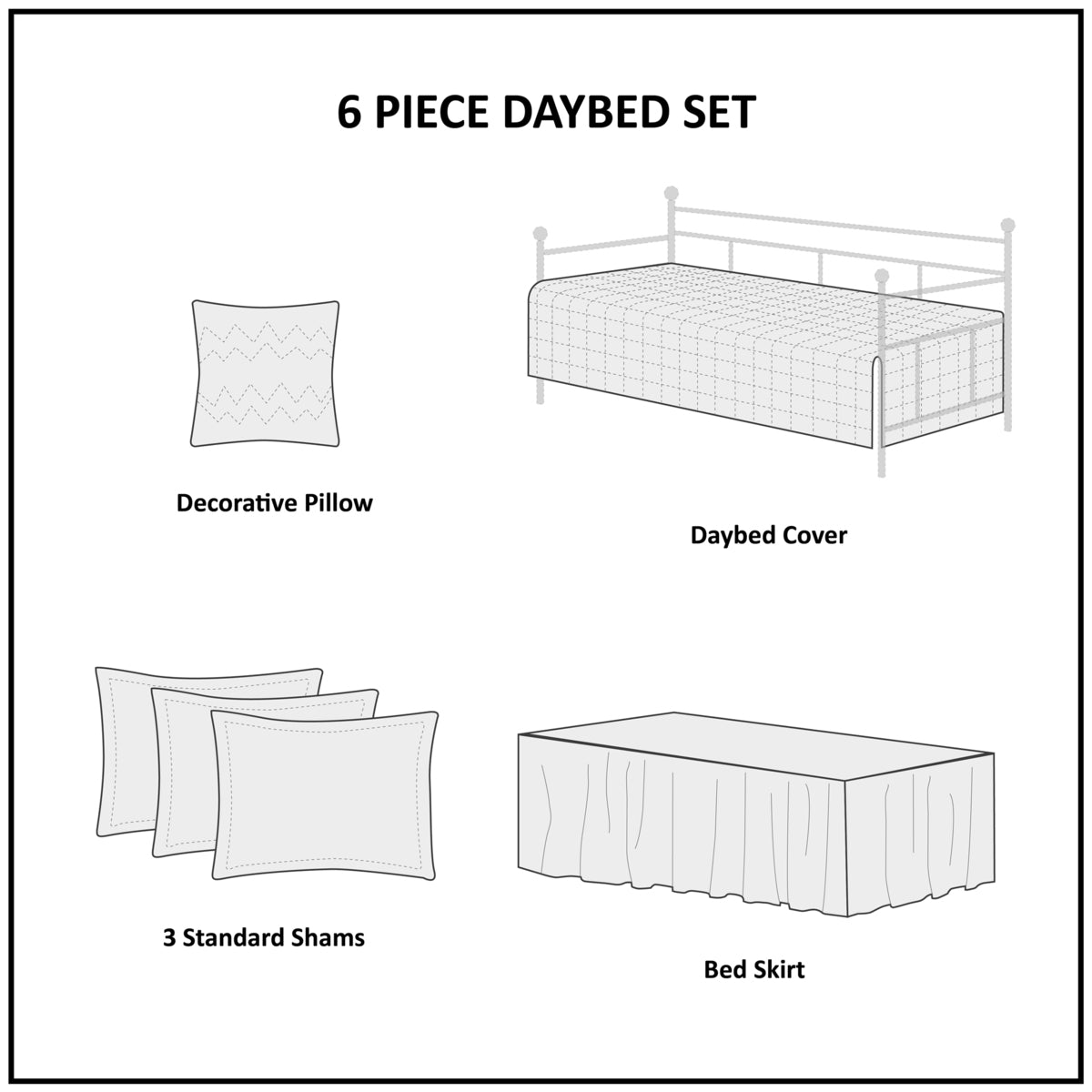 6 Piece Reversible Soped Edge Daybed Cover Set Blue Daybed Blue Polyester