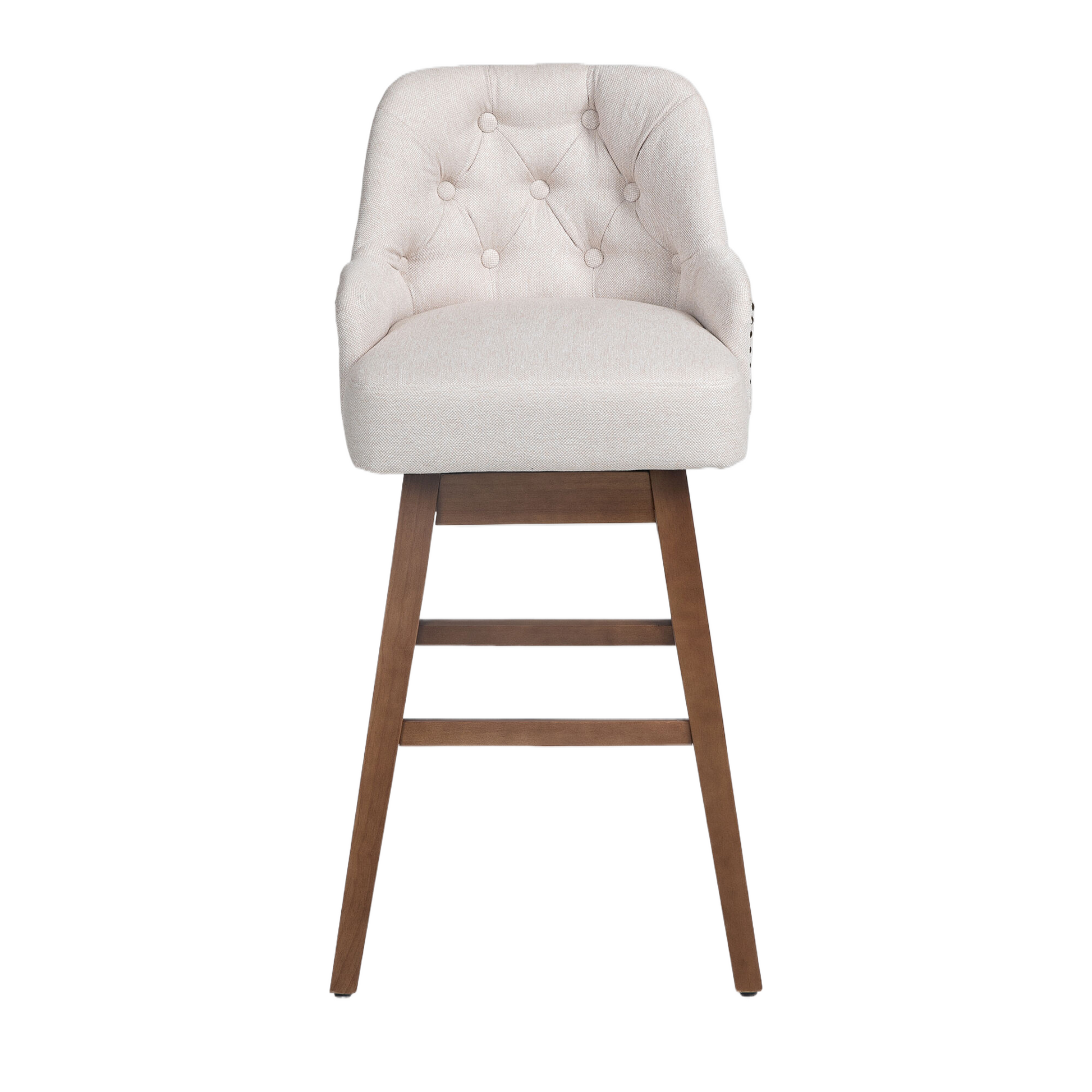 Coolmore Bar Stools Set Of 2 Counter Height Chairs With Footrest For Kitchen, Dining Room And 360 Degree Solid Wood Legs Swivel Bar Stools Set Of 2 Beige Linen Beige Foam Linen