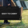 Outsunny Double Folding Camping Chair, Loveseat For 2 Adults, Portable Camping Couch With Wood Armrest & Cupholders, For Backpacking, Beach, Sports Travel, Black Black Steel
