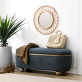 Storage Ottoman Bench, Upholstered End Of Bed Ottoman Bench With Storage And Seating, Large Blanket Storage Bench For Foot Rest In Bedroom, Living Room, Entryway, Dark Blue Dark Blue Foam