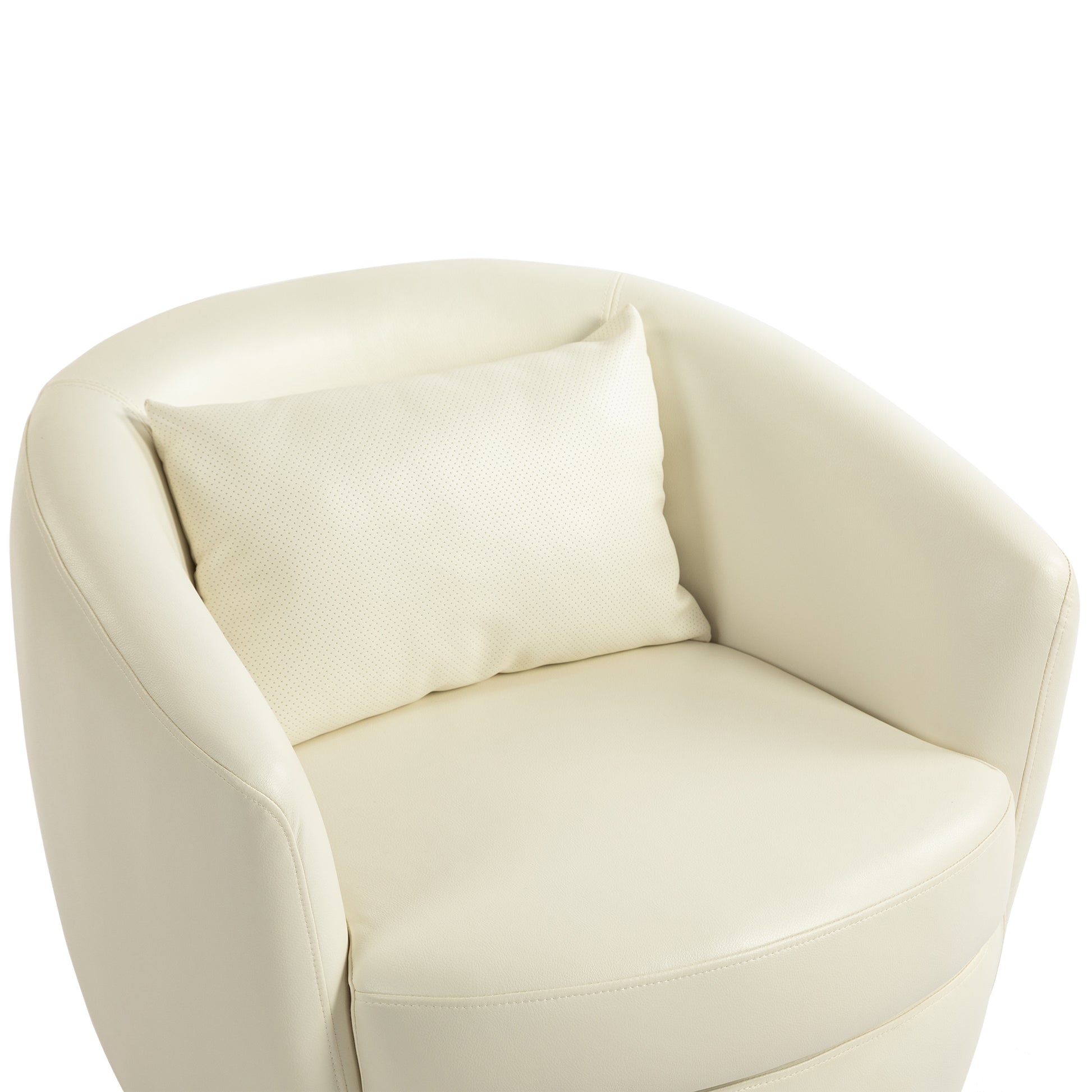 Upholstered Swivel Barrel Armchair With Storage Modern Living Room Side Chair For Bedroom Office Reading Spaces Pu Light Beige Light Beige Foam Upholstered