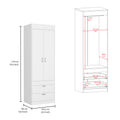 Lisboa Armoire, Rod, Double Door, Two Drawers, Metal Handles White White Bedroom Modern Particle Board