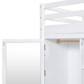 Twin Size Loft Bed With Drawer, Two Wardrobes And Mirror, White White Solid Wood Mdf