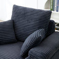 Oversized Accent Chair With Ottoman, Single Sofa Chair With Large Seat And Extra Wide Armrests, Modern Comfy Armchair Reading Chairs For Bedroom Living Room, Grey Dark Grey Wood Primary Living Space