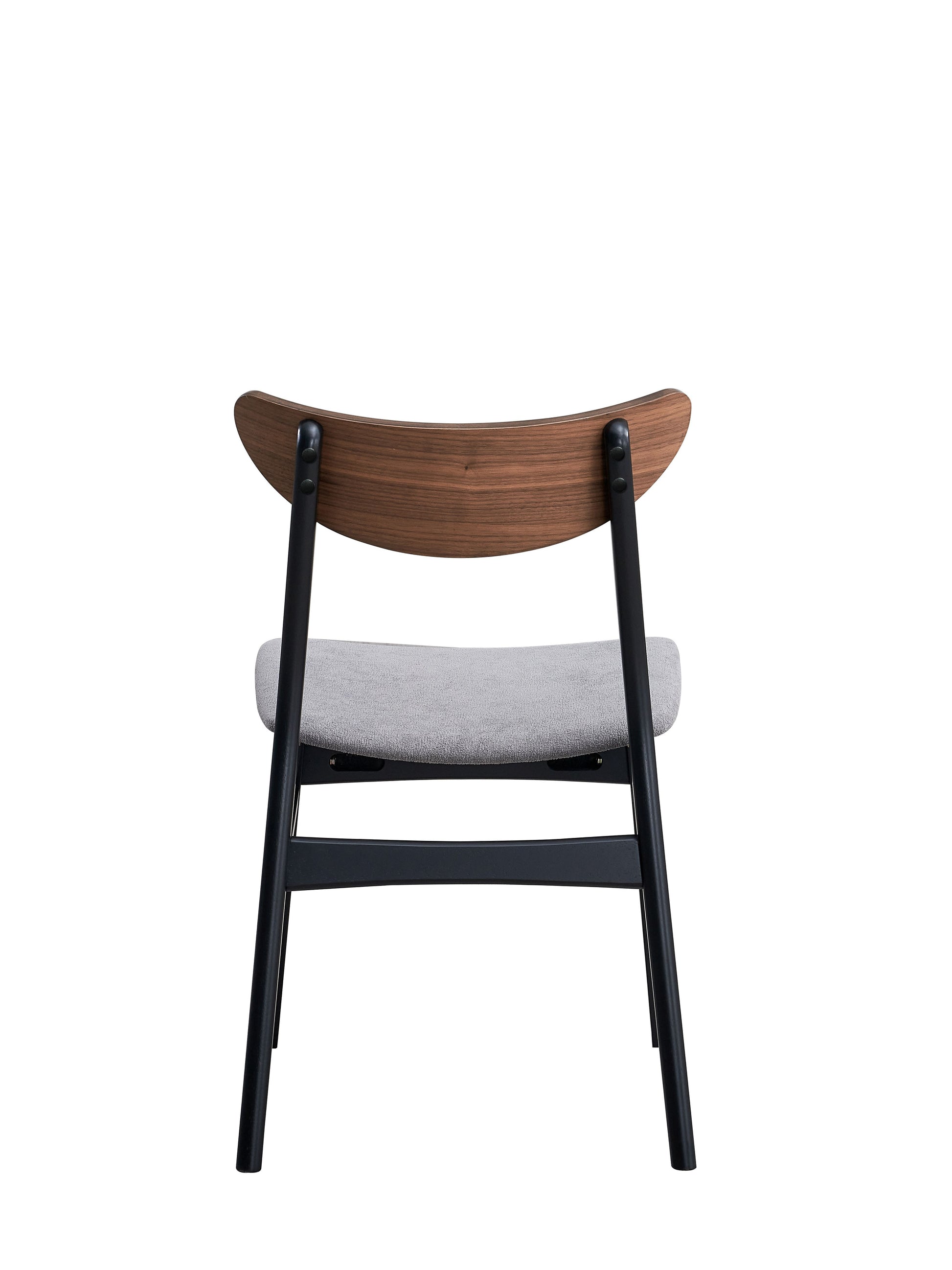 Rebi Gray Linen, Walnut & Black Finish Side Chair Set Of 2 Black,Gray,Walnut Linen,Synthetic Wood