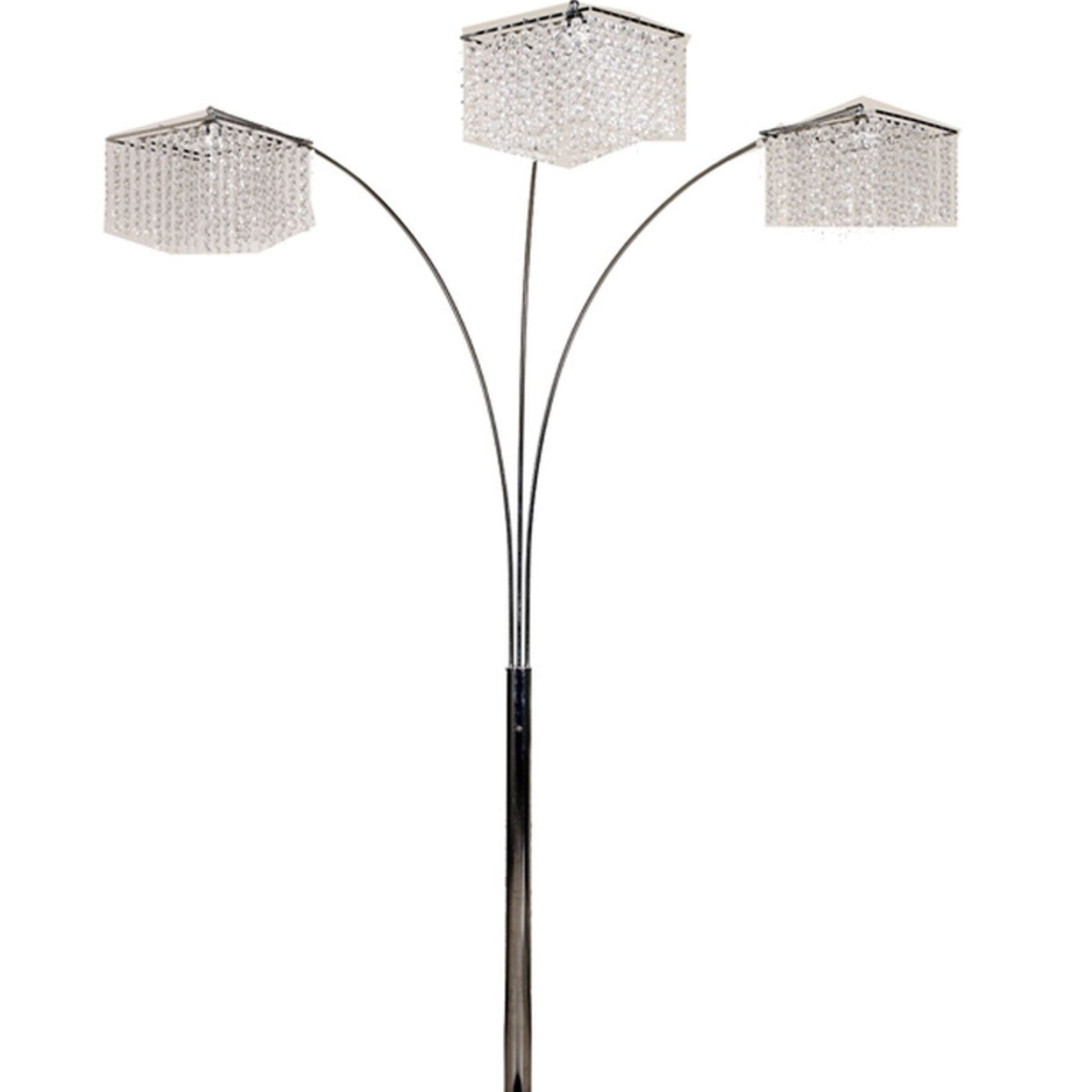 84" Tall Metal Floor Lamp With 3 Crystal Shaded Arches Multicolor Metal