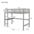 Twin Loft Pine Wood Bed With Built In Desk, Safety Guardrails, Ladder,Grey Old Sku:W50450910 Twin Grey Pine