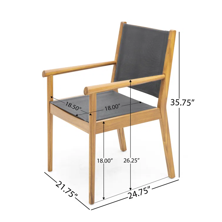 Cordoba Kd Dining Chair No Teak Garden & Outdoor Modern 2 Person Seating Group Acacia Wood